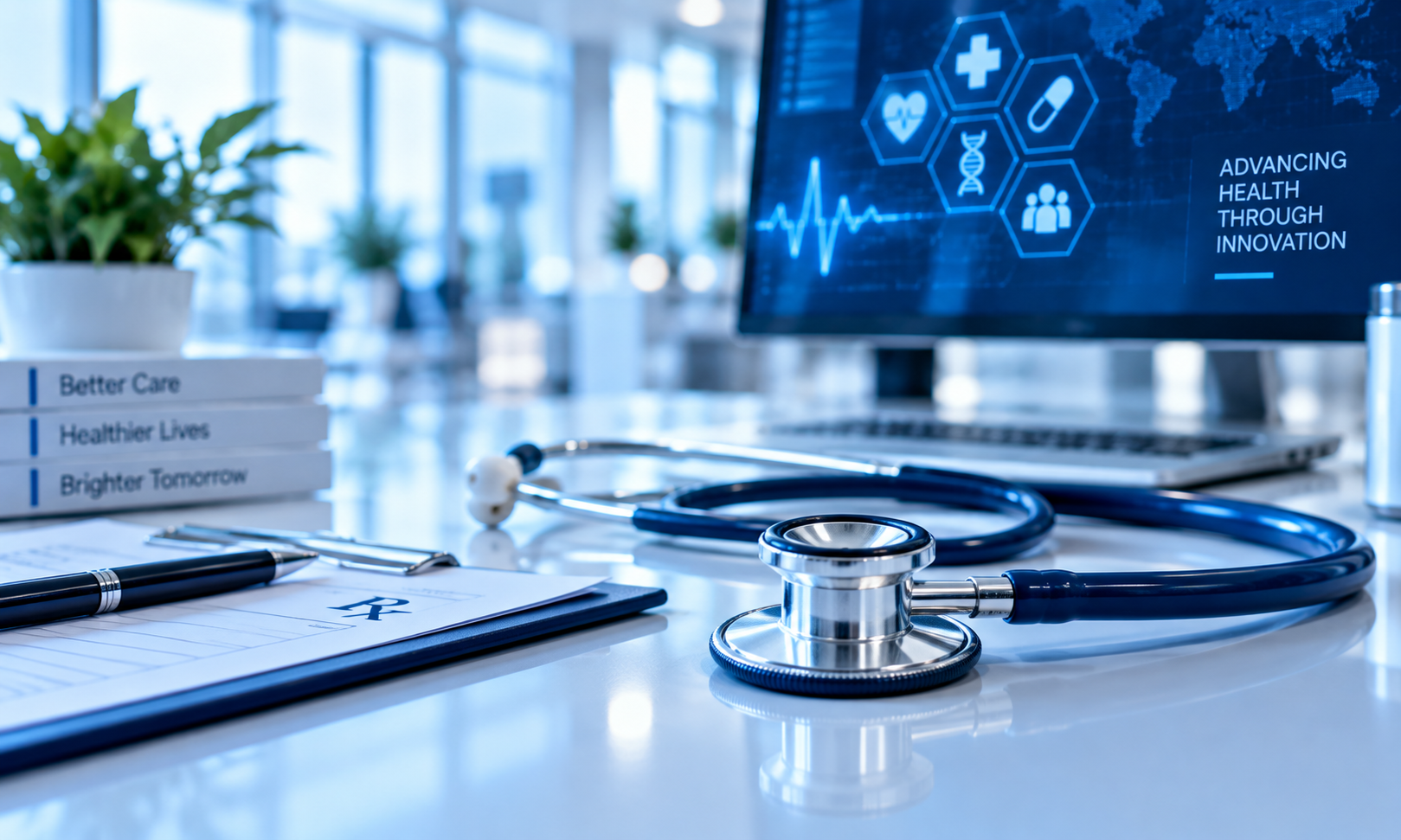 Healthcare professional using technology