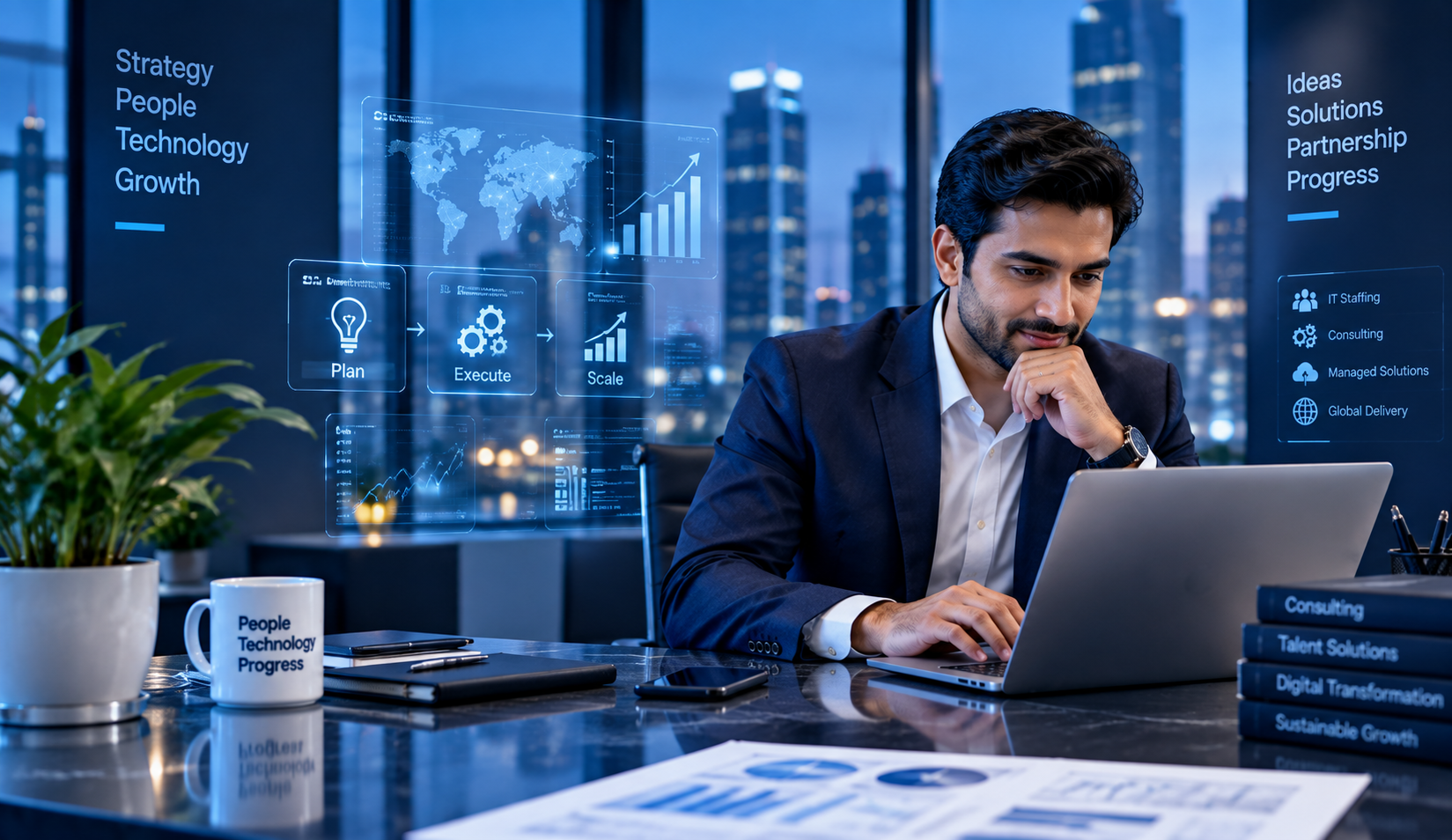 IT consulting professional at a laptop